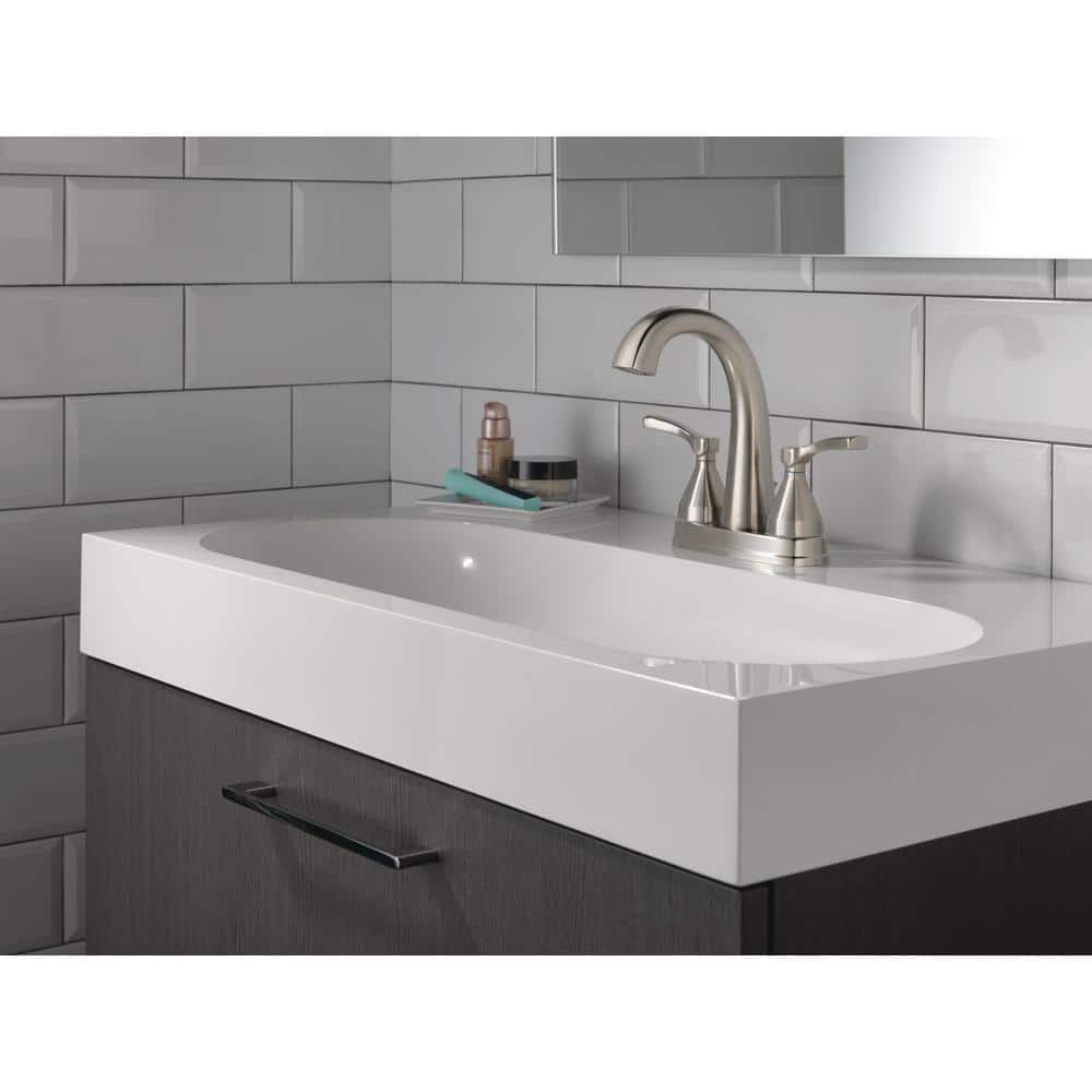 Stainless Steel Centerset Bathroom Faucet with Lever Handles