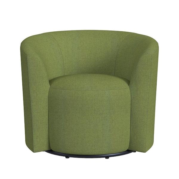 Homepop Modern Olive Green Woven Barrel Back Swivel Fabric Upholstery Accent Chair