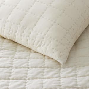 Legends Hotel Box Stitch Quilted Linen Geometric Cotton Sham