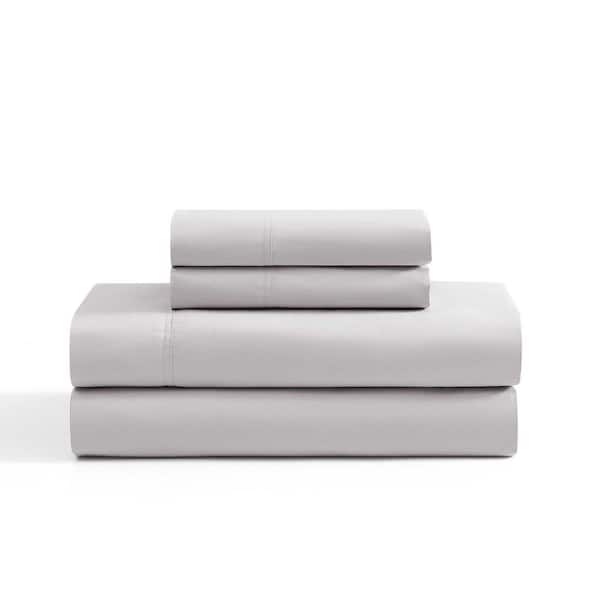 Solid 4-Piece Rocky Grey Cotton Queen Sheet Set