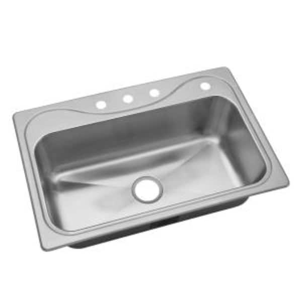 STERLING Southhaven X Drop-in Stainless Steel 33x22x9-1/4 4-Hole Single Basin Kitchen Sink-DISCONTINUED