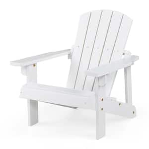 Kid's White Wood Adirondack Chair Patio High Backrest Arm Rest 110 lbs.