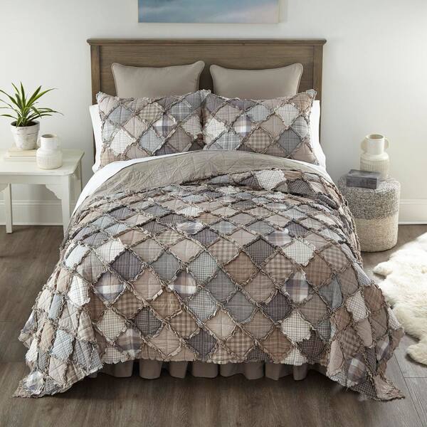 DONNA SHARP Smoky Mountain 3-Piece Beige, Grey, Ivory Queen