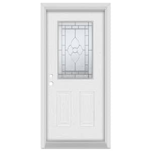 36 in. x 80 in. Traditional Right-Hand Patina Finished Fiberglass Oak Woodgrain Prehung Front Door