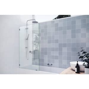Vela 34 in. W x 58.25 in. H Frameless Fixed Panel Bathtub Door in Chrome Finish without Handle