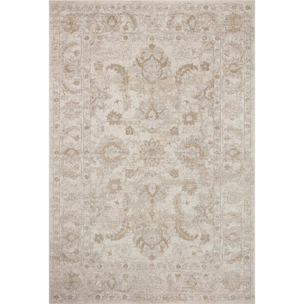 LOLOI II Odette Ivory/Beige 18 in. x 18 in. Sample Oriental Sample Rug