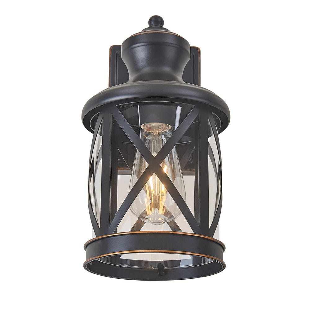 Outdoor Life Black and Gold 2-Pack 1-Light Lantern Outdoor Sconce 11.8 in. Hardwired with Bulb Not Included price history on PriceWatchPro
