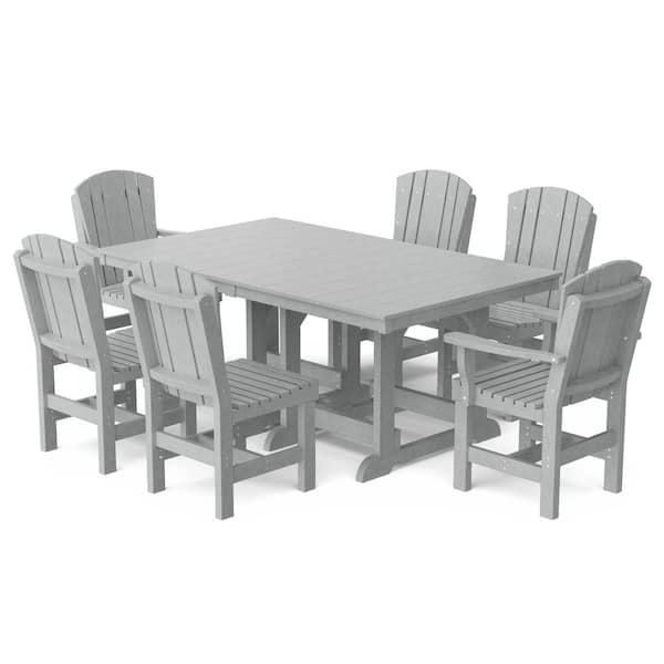 Wildridge Heritage Light Gray 7-Piece Plastic Outdoor Patio Dining Set