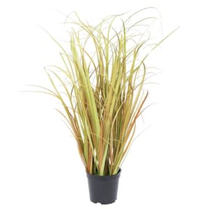 24 in. PVC Artificial Potted Mixed Brown Grass