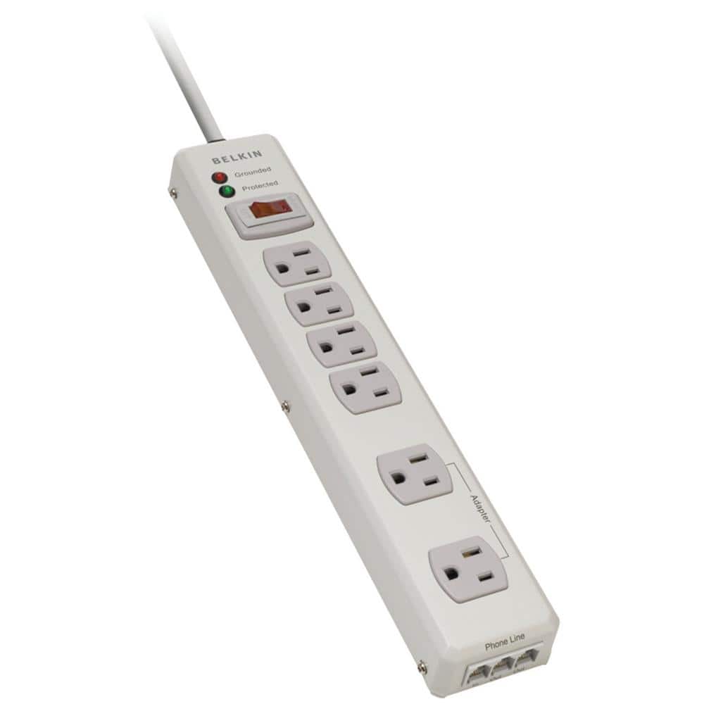 Belkin 6-Outlet Metal Surge Protector-F9H620-06-MTL - The Home Depot