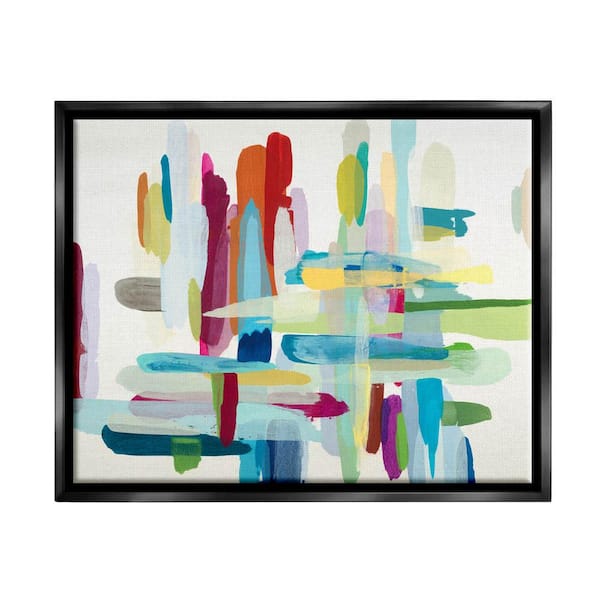 The Stupell Home Decor Collection Colorful Cross Hatch Abstraction by Randy Hibberd Floater Frame Abstract Wall Art Print 31 in. x 25 in.
