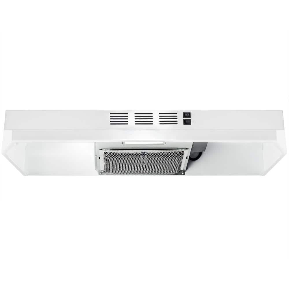 30-Inch White Convertible Stainless Steel Under Cabinet Range Hood
