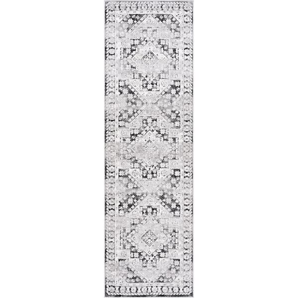 Alpha Black 2 ft. x 8 ft. Abstract Indoor Area Rug