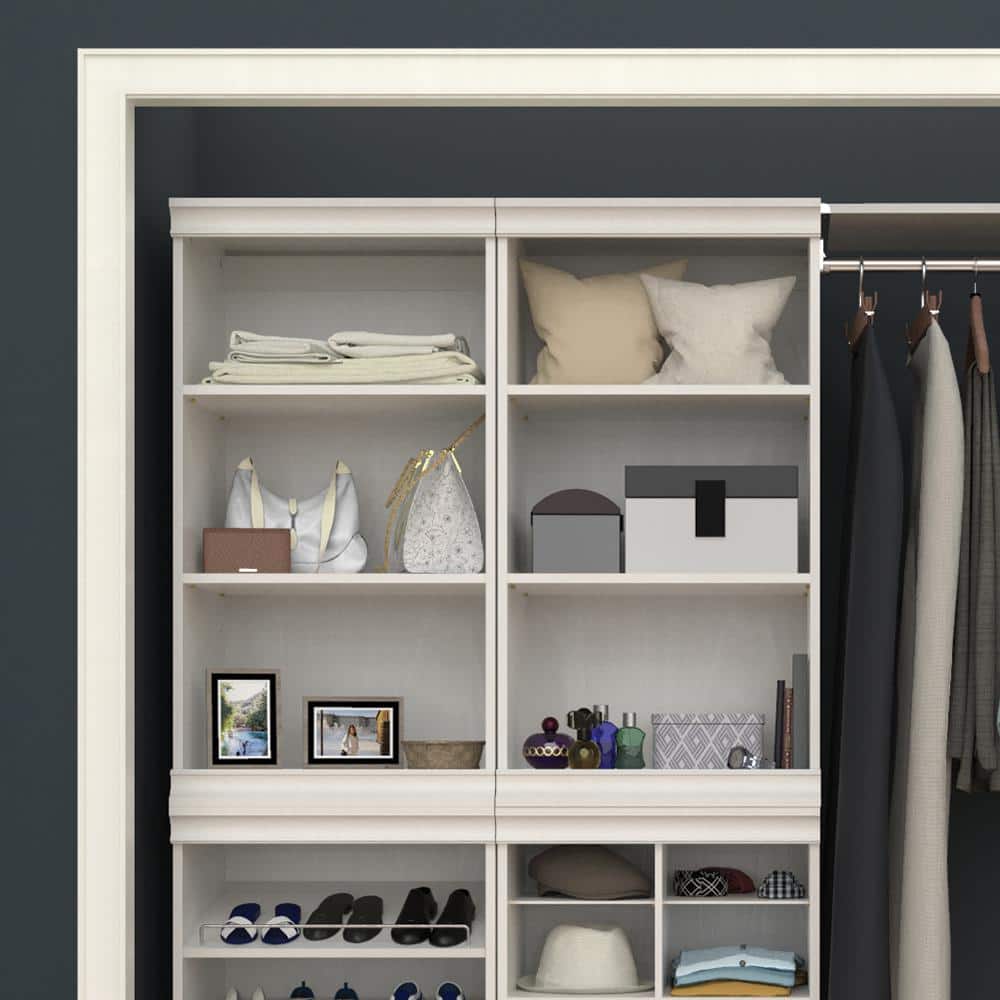 White Adjustable Wood Stackable Kids Shelf Unit