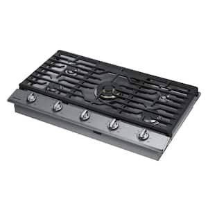 36 in. Gas Cooktop in Stainless with 5 Burners including Dual Brass Power Burner with Wi-Fi