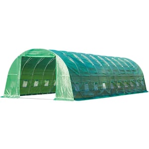 40 ft. W x 8 ft. D x 12 ft. H Premium Tunnel Potable Walk-In Greenhouse in Green