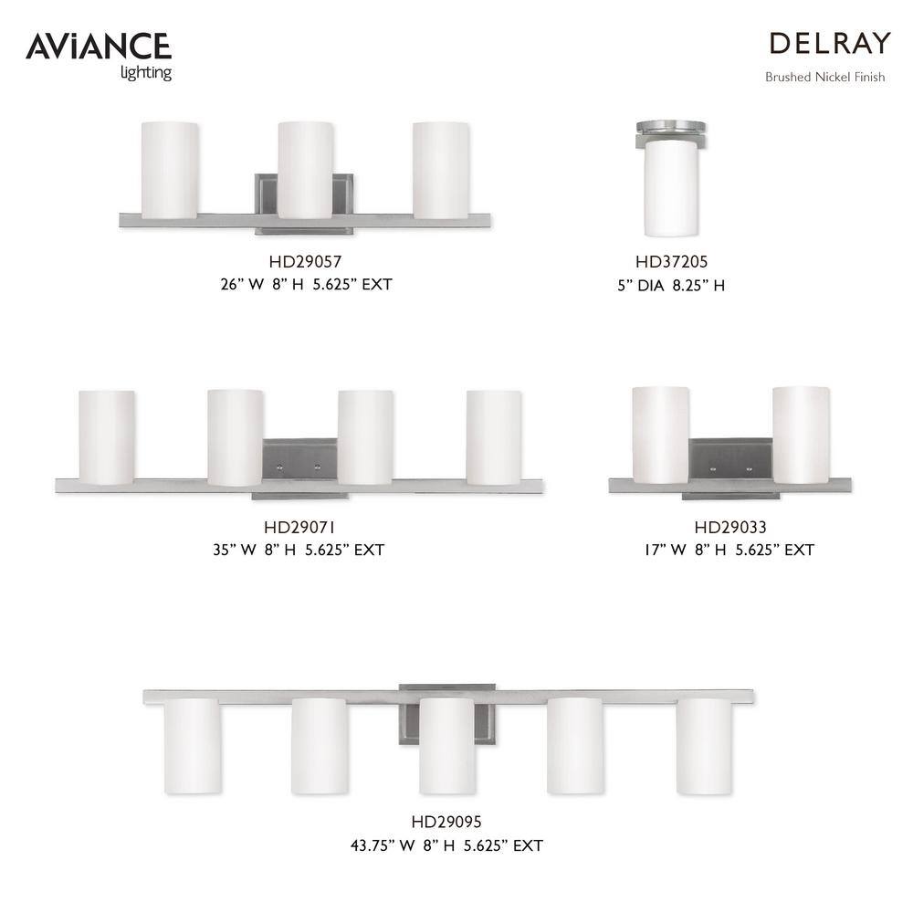 Delray 5 in. 1-Light Brushed Nickel Industrial Flush Mount with Satin Opal White Glass and No Bulbs Included