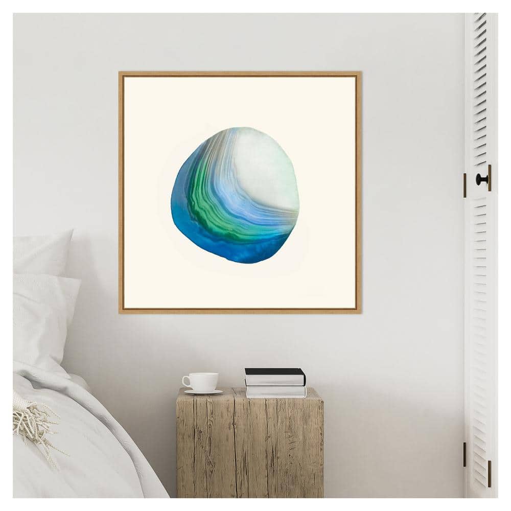 Metamorphism III Blue and Green Abstract Canvas Print with Maple Frame