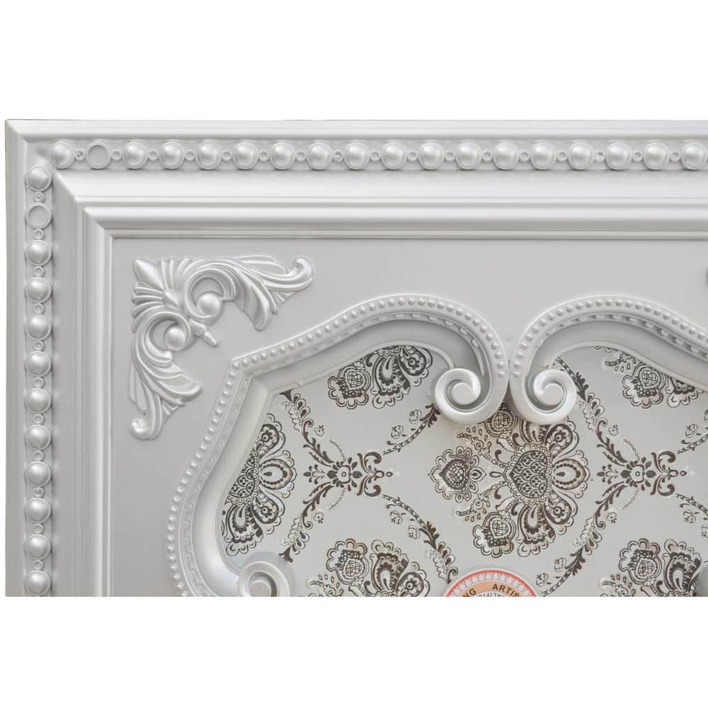 Silver Polystyrene Four Leaf Clover Ceiling Medallion 24"