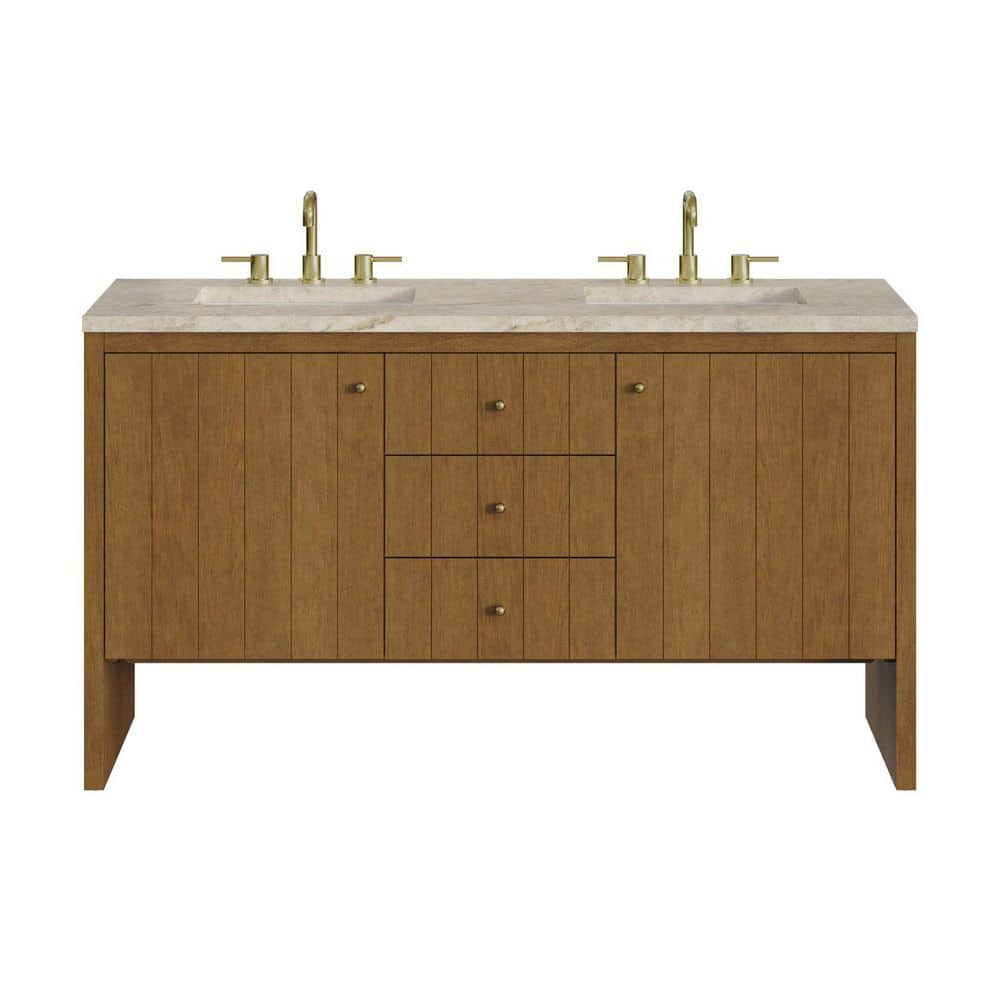 Hudson 60.0 in. Double Bath Vanity in Honey Oak with Tajnar Eclos Zero Silica Top price history on PriceWatchPro