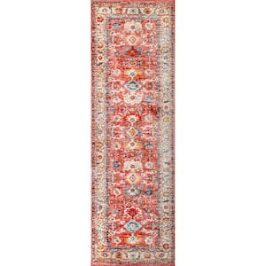 Betty Floral Fringe Traditional Red 3 ft. x 10 ft. Runner Rug