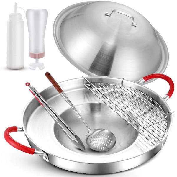 Stainless Steel 20 in. Mexican Comal Griddle Pan 7 Pcs Outdoor Discada Disc Cooker Large Cookware Set Disco Para Cocinar