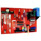 32 in. x 48 in. Metal Pegboard Standard Tool Storage Kit with Red Pegboard and Black Peg Accessories