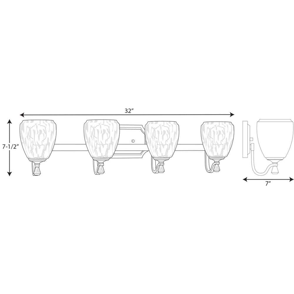 Anjoux Antique Bronze 4-Light Vanity Fixture with Clear Glass Shades