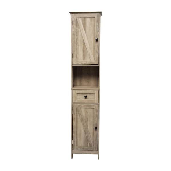 Dune 15 in. W x 10 in. D x 70 in. H Engineered Wood Linen Freestanding Tower Linen Cabinet in Brown