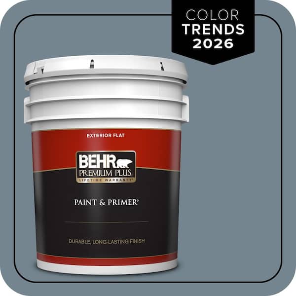 BEHR PREMIUM PLUS 5 gal. #N480-5 Adirondack Blue Flat Exterior Paint & Primer