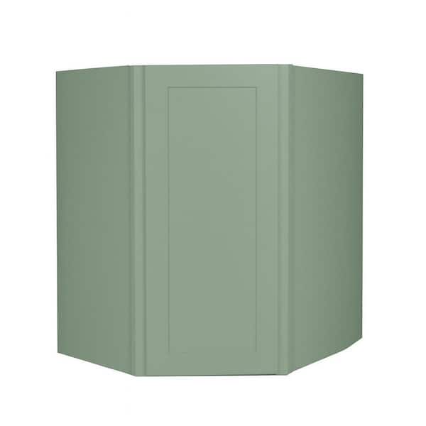 Shaker Assembled 24 in. W x 36 in. H x 12 in. D Wall Diagonal Corner Cabinet in Jade Green