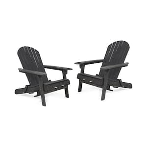 Lissette Dark Gray Foldable Wood Outdoor Patio Adirondack Chair (2-Pack)