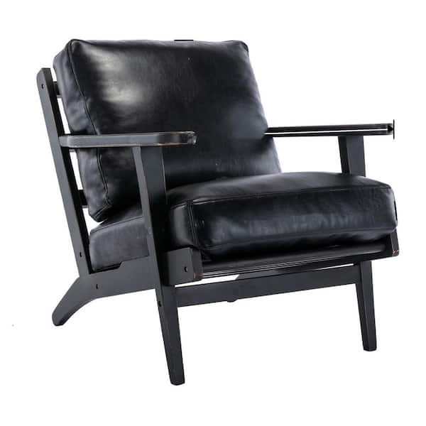 Donason 33 in. Black Faux Leather Arm Chair
