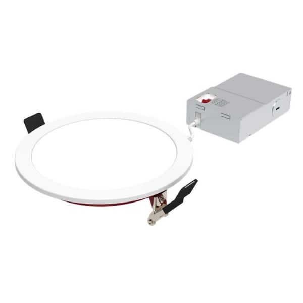 HALCO LIGHTING TECHNOLOGIES 6 in. Fire Rated Slim Adjustable CCT Non-IC Rated Dimmable Indoor Outdoor Integrated LED Recessed Smooth Trim 6-Pack