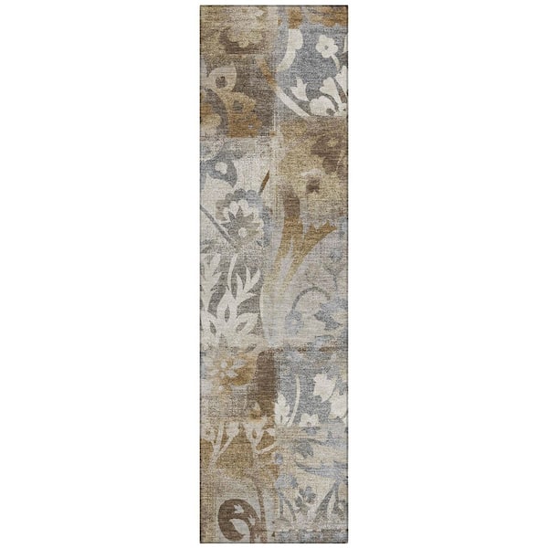 Chantille Machine Washable Indoor/Outdoor Abstract ACN2915 Chocolate 2 ft. x 7 ft. Runner Rug