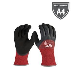 X-Large Red Latex Level 4 Cut Resistant Insulated Winter Dipped Work Gloves