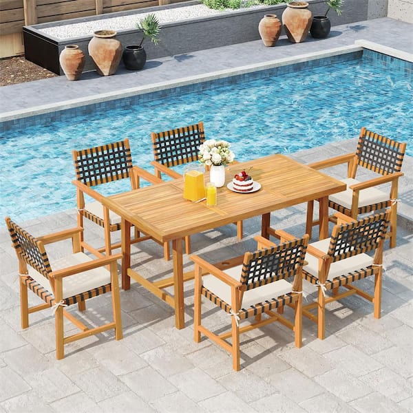 vidaXL Patio Dining Chairs-2 pcs Stackable Outdoor Seating in Solid Acacia Wood and Powder-Coated Steel for Garden, Terrace, and Patio Use vidaXL Patio Dining Chairs-2 pcs Stackable Outdoor Seating in Solid Acacia Wood and Powder-Coated Steel for Garden, Terrace, and Patio Use