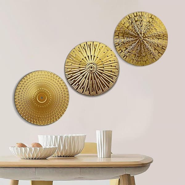 FAWEY TRED INC 10 in. Gold Wall Sculptures Art Decor Modern Metai