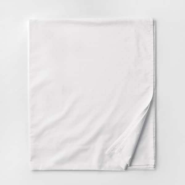 The Company Store Legends Luxury Dot White 500-Thread Count Cotton Sateen Queen Flat Sheet