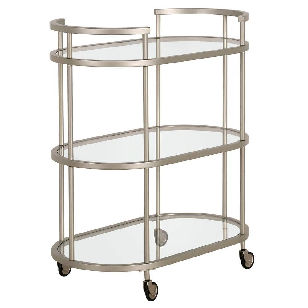 Meyer&Cross Leif Satin Nickel Round Bar Cart BC1148 - The Home Depot