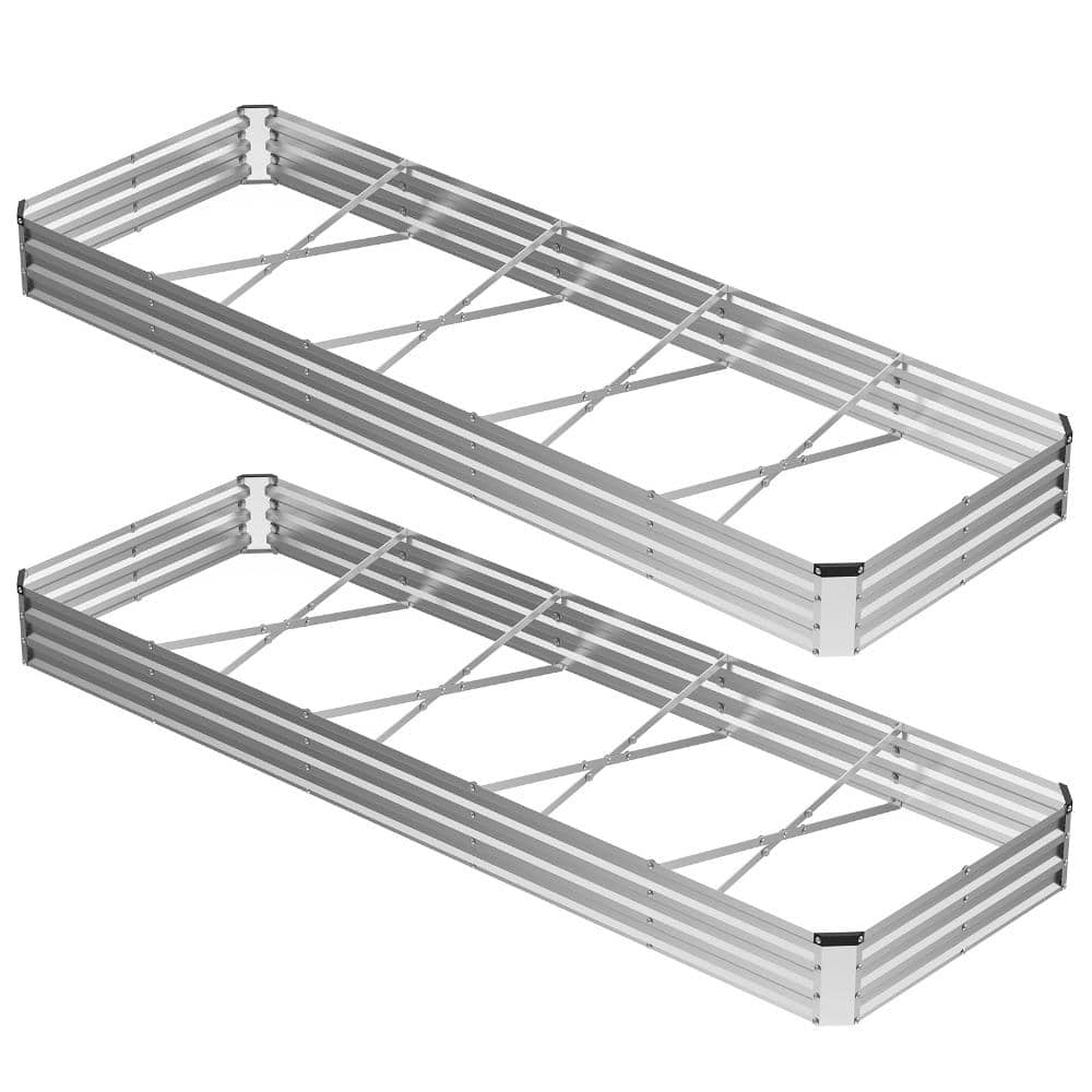 12 ft. x 4 ft. x 1 ft. Silver Galvanized Steel Outdoor Raised Garden Bed Planter Box Set of 2 price history on PriceWatchPro