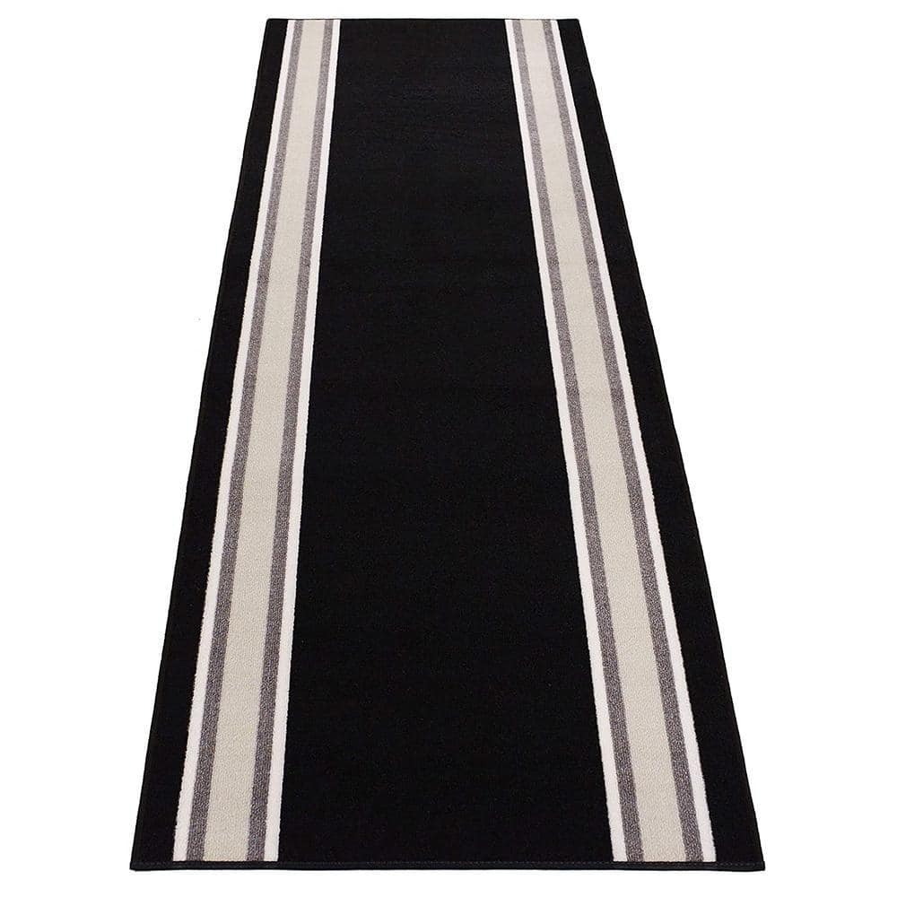 RugStylesOnline Solid Border Design Cut to Size Black Color 31 .5 ...