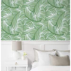 31.35 sq. ft. Greenery Tossed Palm Fronds Vinyl Peel and Stick Wallpaper Roll