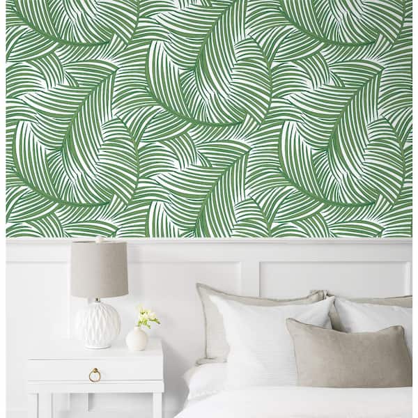 31.35 sq. ft. Greenery Tossed Palm Fronds Vinyl Peel and Stick Wallpaper Roll