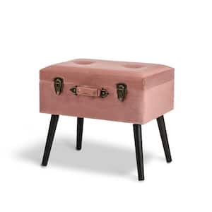19.69 in. L Pink Clay Velvet Upholstered Storage Stool