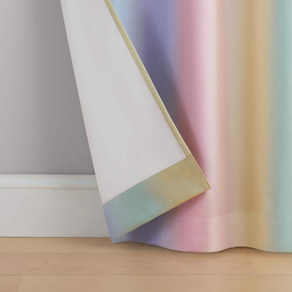 Kids Rainbow Ombre 84" x 37" Polyester Blackout Curtain Panel with Silver Grommets