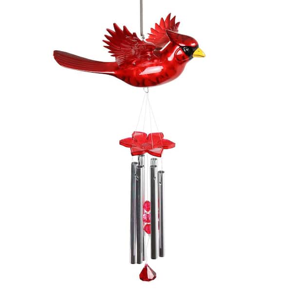 Exhart Red Cardinal Fluttering Wings Plastic Wind Chimes