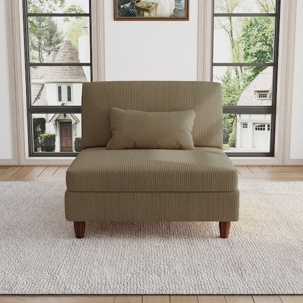 Uixe 37.3 in. Luxury Armless Corduroy Polyester Rectangle Sectional Center 1-Seat Sofa in. Camel(Set of 1)