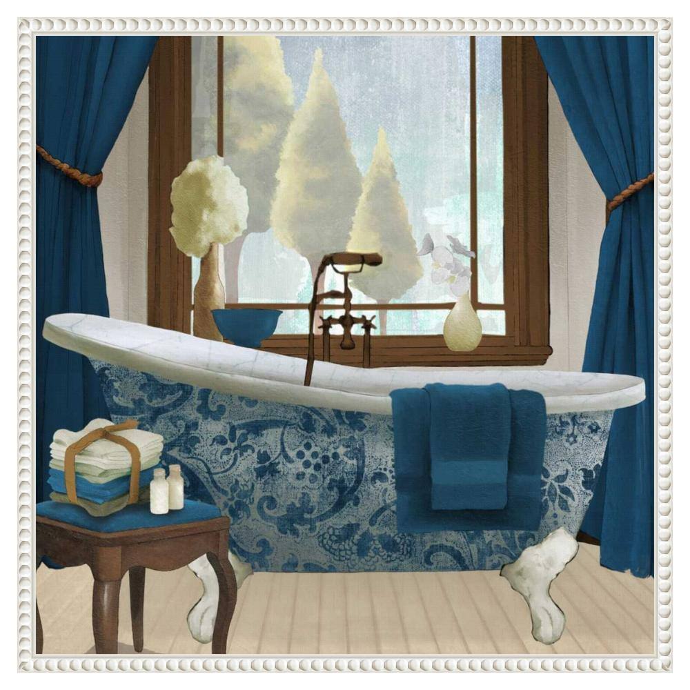 Blue and White French Provincial Bathtub Canvas Art
