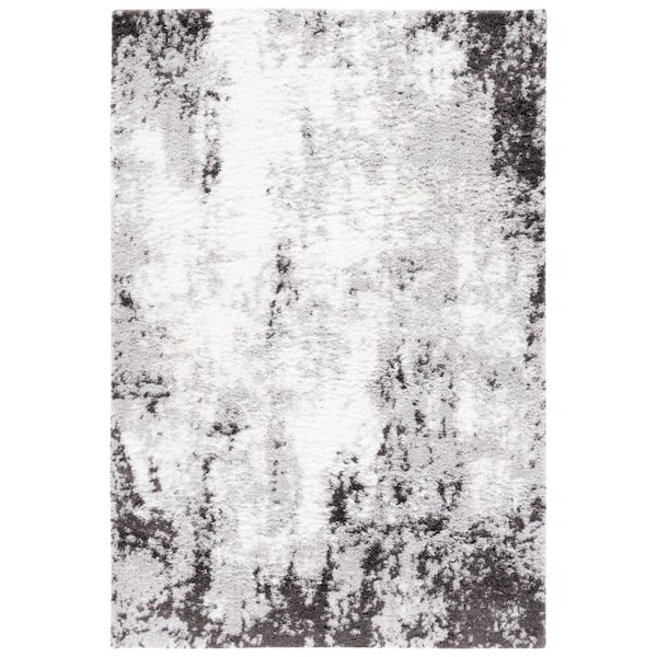 Berber Shag 5 ft. x 8 ft. Gray/Dark Gray Distressed Modern Area Rug